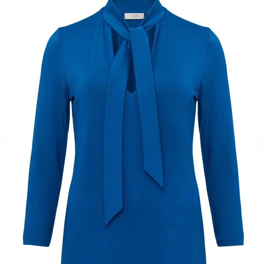 Hobbs Alba Top Tie-neck Electric Blue Size Medium